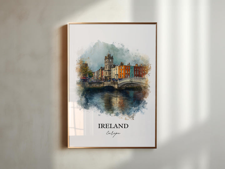 Ireland Wall Art, Ireland Print, Ireland Watercolor Art, Ireland Country Gift, Travel Print, Travel Poster, Housewarming Gift