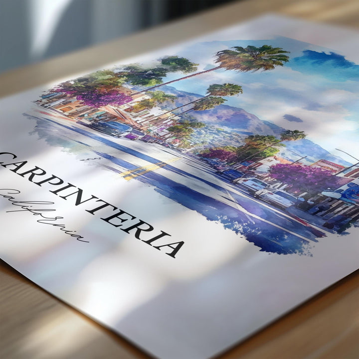 Carpinteria Wall Art, Santa Barbara Print, California Watercolor Art, Carpinteria CA Gift, Travel Print, Travel Poster, Housewarming Gift