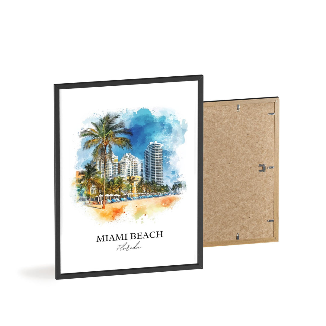 Miami Beach Wall Art, South Florida Print, Miami FL Watercolor Art, Miami Beach Gift, Travel Print, Travel Poster, Housewarming Gift