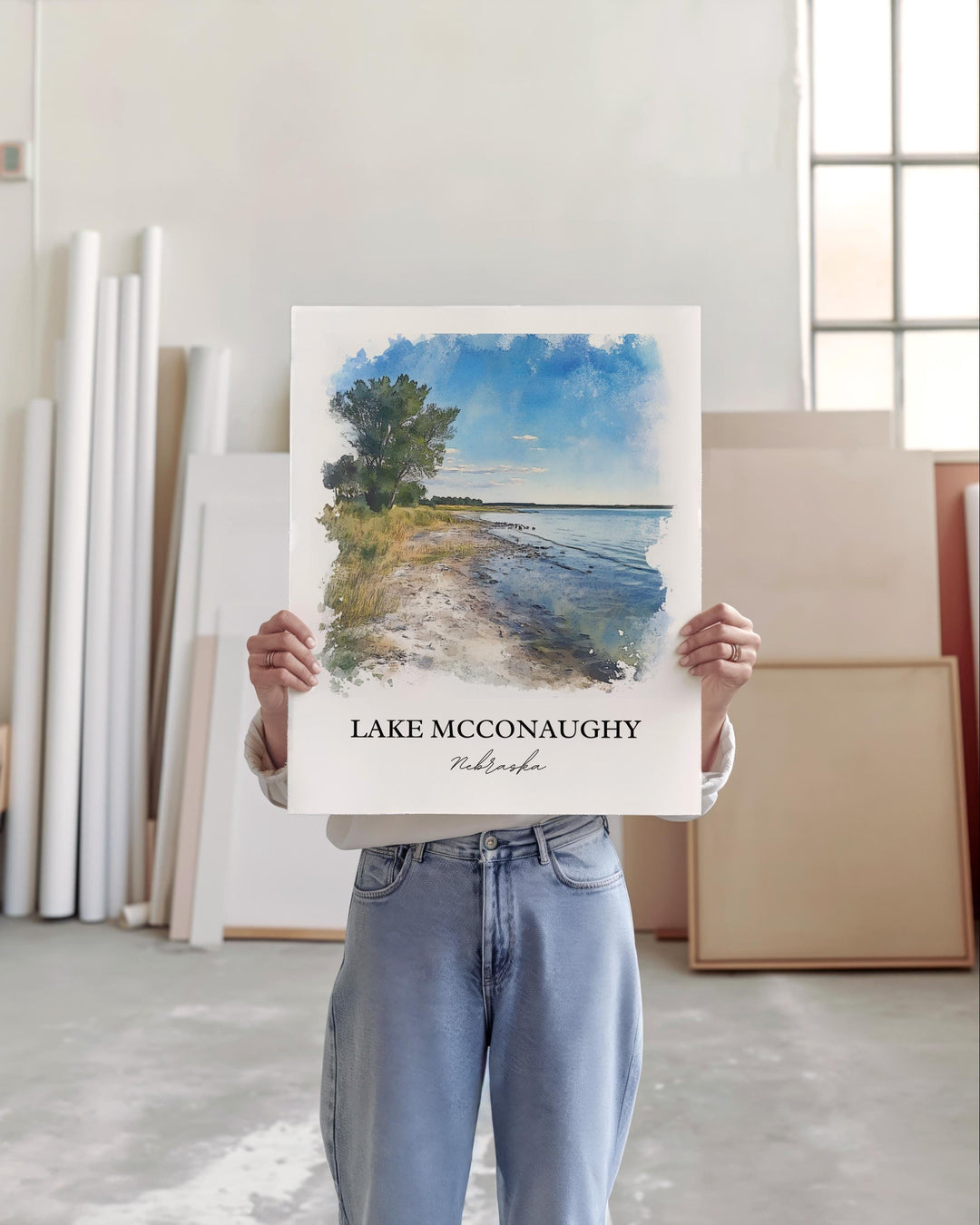 Lake McConaughy Wall Art, Keith County Print, Nebraska Watercolor Art, McConaughy Lake Gift, Travel Print, Travel Poster, Housewarming Gift
