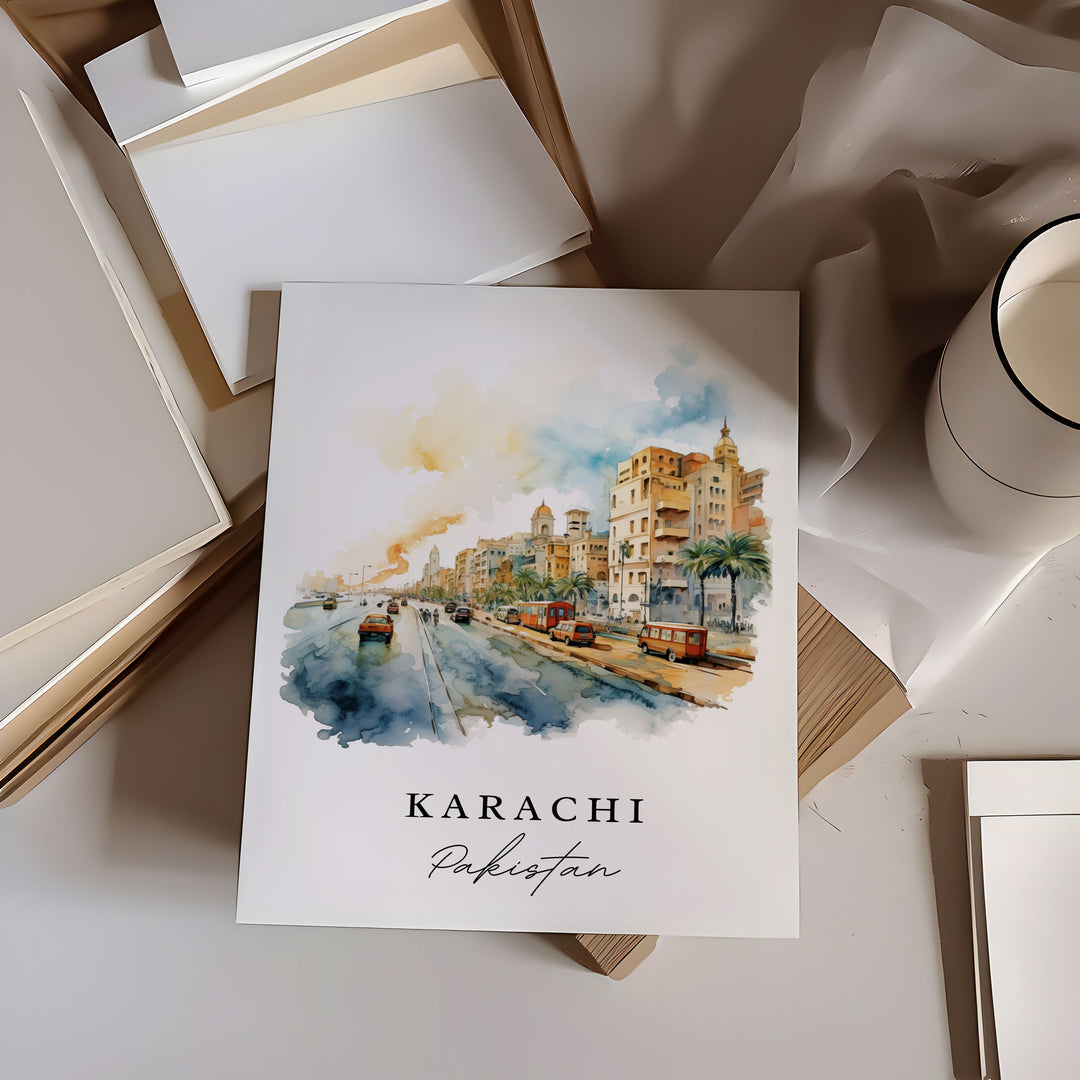 Karachi Pakistan wall art - Pakistan, Karachi poster, Karachi Wedding gift, Karachi Birthday present, Custom Text, Personalized Gift