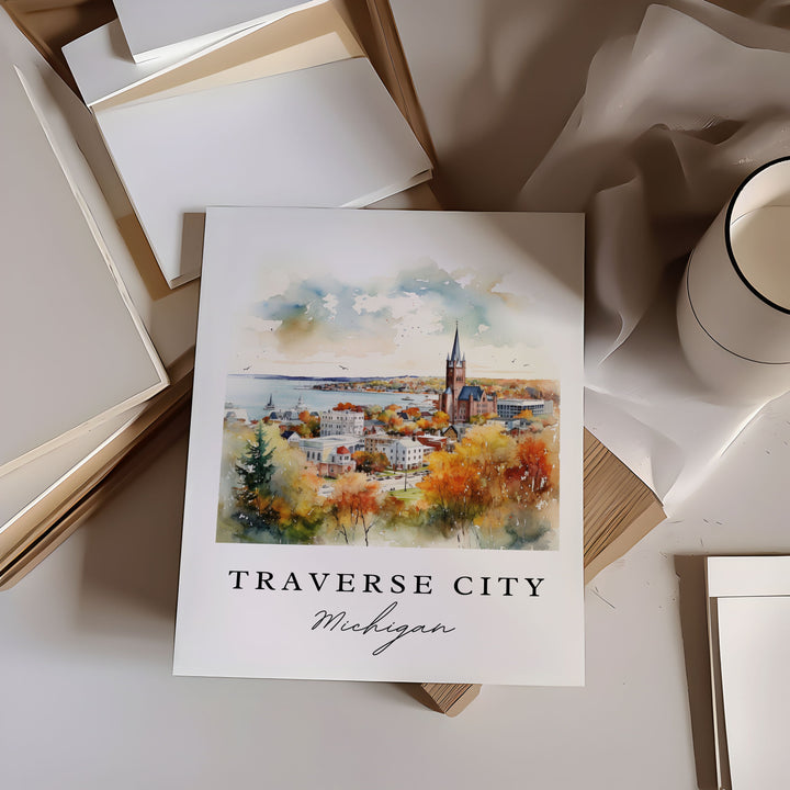 Traverse City MI wall art - Michigan, Traverse City poster print, Traverse City Wedding gift, Birthday present, Custom Text, Perfect Gift