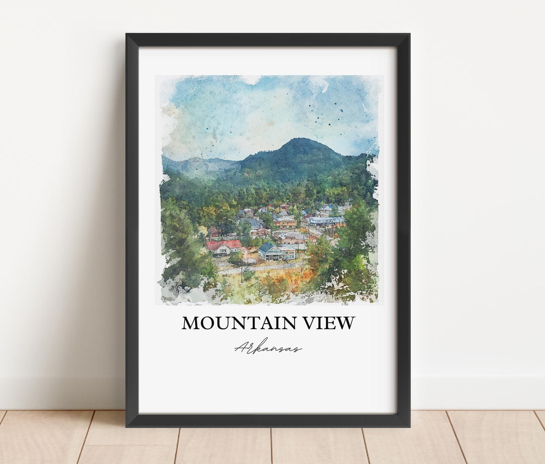 Mountain View AR Wall Art, Arkansas Print, Arkansas Watercolor Art, Mountain View Gift, Travel Print, Travel Poster, Housewarming Gift