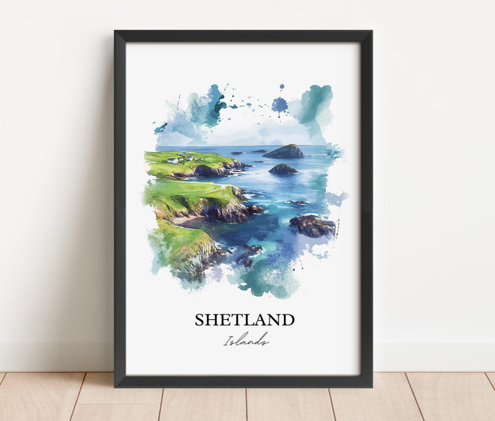 Shetland Islands Wall Art, Orkney Print, Scotland Watercolor Art, Shetland Islands Gift, Travel Print, Travel Poster, Housewarming Gift