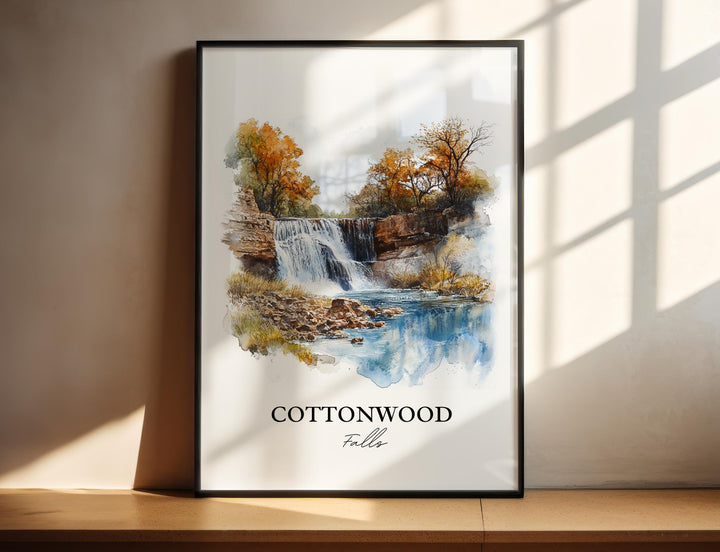 Cottonwood Falls Wall Art, Chase County Print, Kansas Watercolor Art, Cottonwood Falls Gift, Travel Print, Travel Poster, Housewarming Gift