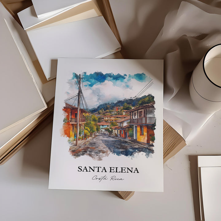 Santa Elena Wall Art, Monteverde Print, Costa Rica Watercolor Art, Santa Elena Gift, Travel Print, Travel Poster, Housewarming Gift