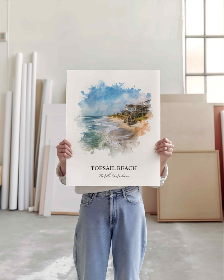 Topsail Beach, NC – Watercolor Art Print