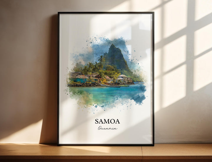 Samoa Wall Art, Samoa Print, Samoa Watercolor Art, American Samoa Gift, Travel Print, Travel Poster, Housewarming Gift