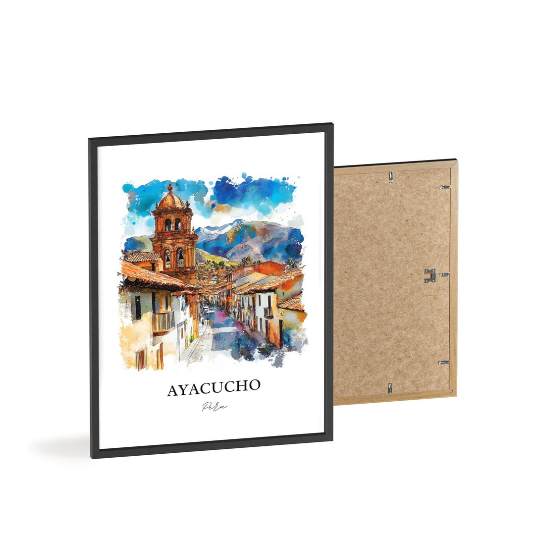 Ayacucho Wall Art, Ayacucho Print, Peru Watercolor Art, Ayacucho Peru Gift, Travel Print, Travel Poster, Housewarming Gift