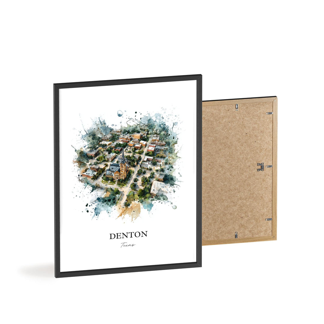 Denton, Texas – Watercolor Art Print