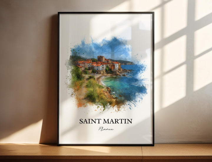 Saint Martin Wall Art, St. Martin Print, Caribbean Watercolor Art, Caribbean Gift, St. Maarten Print, Travel Poster, Housewarming Gift