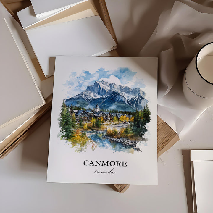Canmore Canada Wall Art, Alberta Print, Alberta Watercolor Art, Canmore Gift, Travel Print, Travel Poster, Housewarming Gift