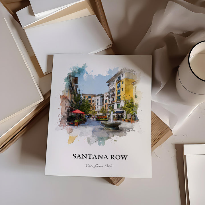 Santana Row, California – Watercolor Art Print