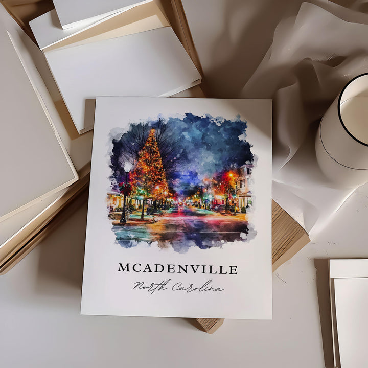 Mcadenville NC Wall Art, Mcadenville Print, Mcadenville Watercolor Art, Gaston County Gift,