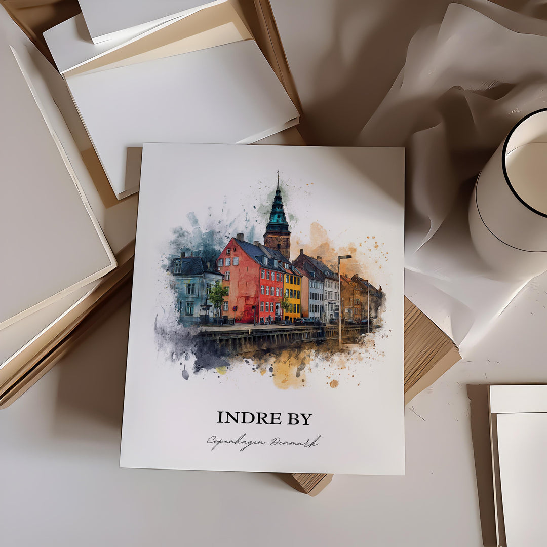 Indre By, Denmark – Watercolor Art Print