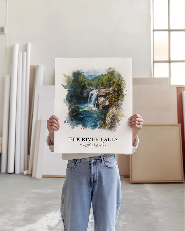 Elk River Falls Wall Art, Avery County Print, North Carolina Artwork, Elk River Falls Gift, Travel Print, Travel Poster, Housewarming Gift