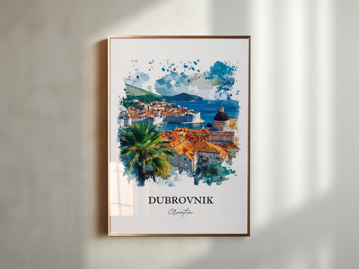 Dubrovnik Wall Art, Dubrovnik Croatia Print, Croatia Watercolor Art, Dubrovnik Gift, Travel Print, Travel Poster, Housewarming Gift