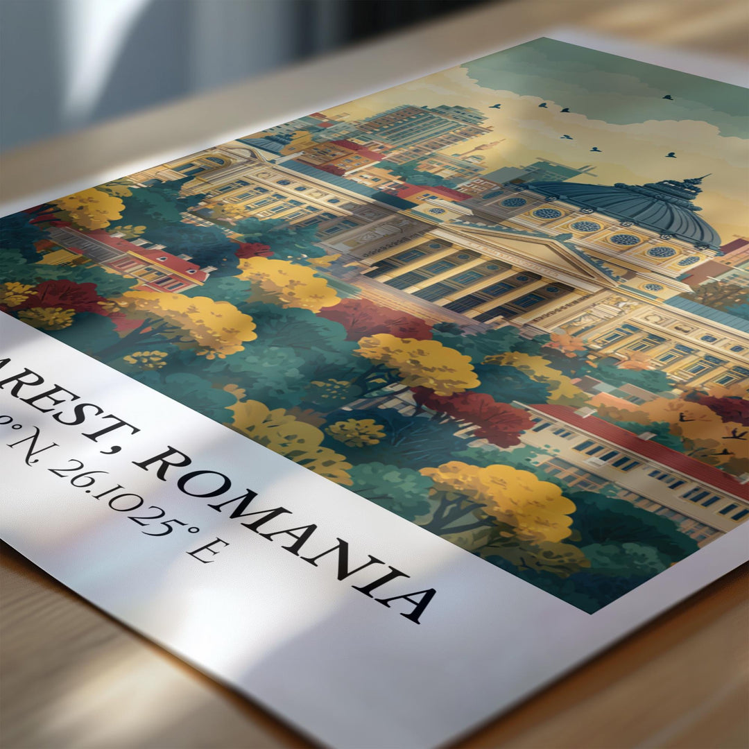 Bucharest Art, Bucharest Retro Travel Art, Bucharest Home Decor, Romania Gift, Romania Travel Art, Travel Prints, Housewarming Gift
