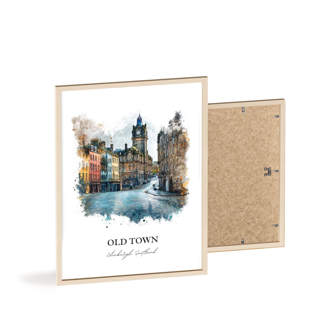 Edinburgh, Scotland – Watercolor Art Print of Old Town