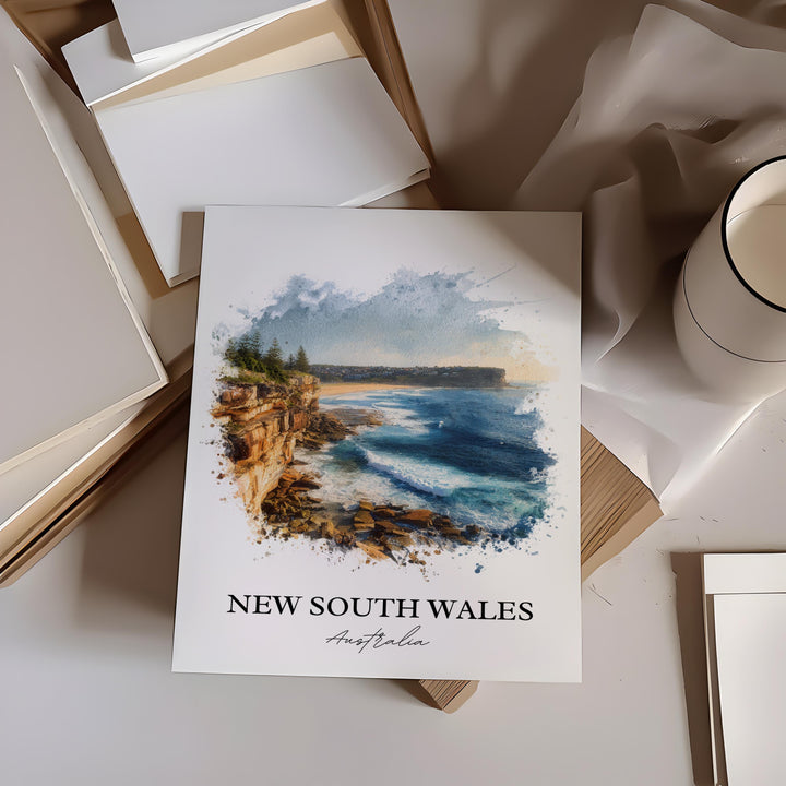 New South Wales Wall Art, Australia Print, Australia Watercolor Art, New South Wales Gift, Travel Print, Travel Poster, Housewarming Gift