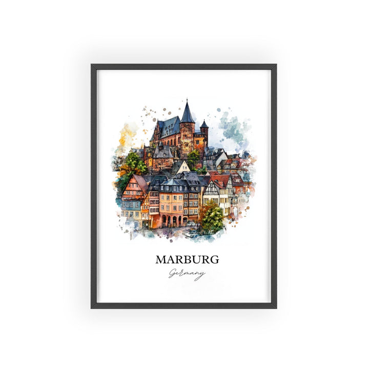Marburg Germany Wall Art, Frankfurt Print, Germany Watercolor Art, Marburg Gift, Travel Print, Travel Poster, Housewarming Gift