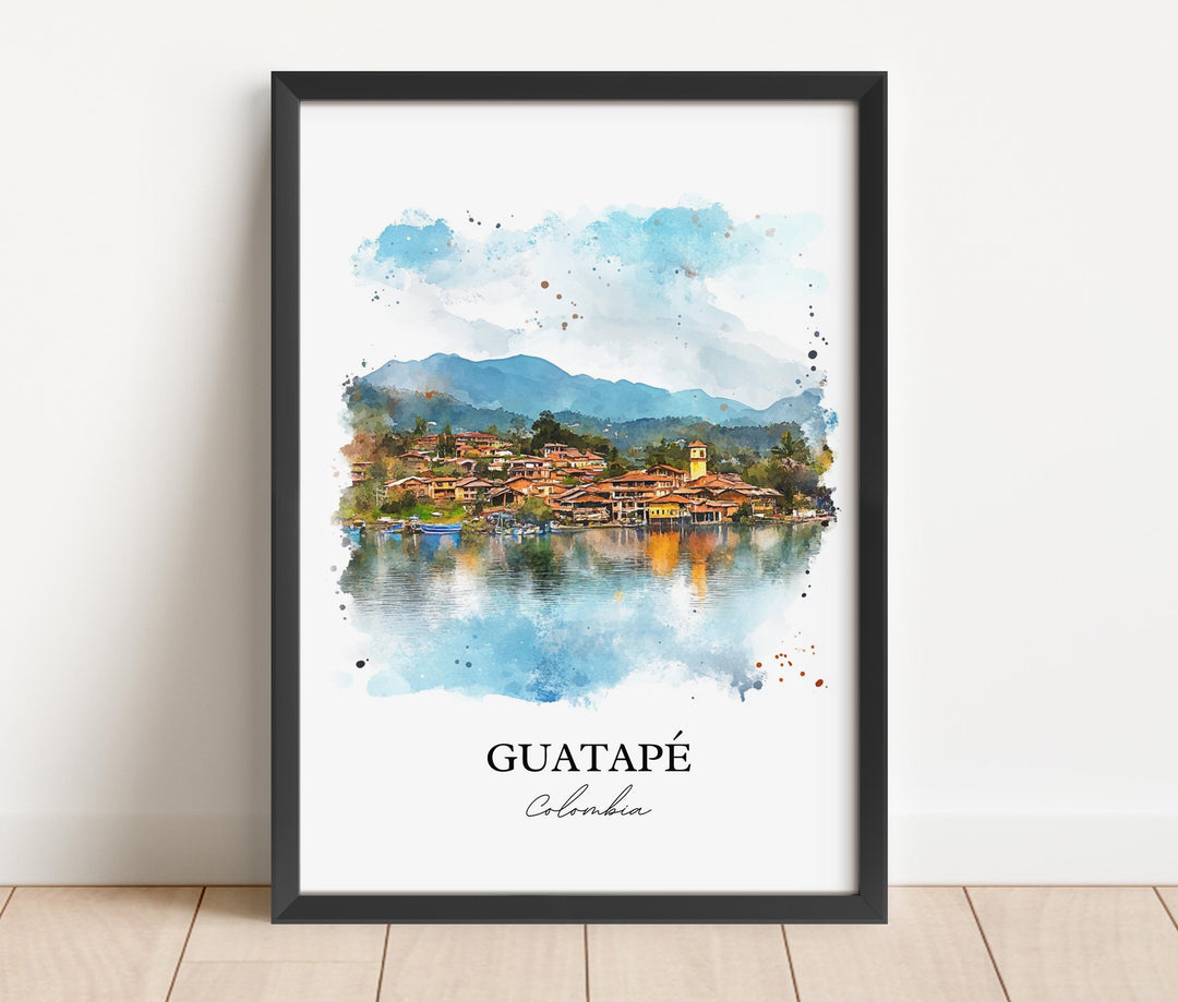 Guatapé Wall Art, Guatapé Print, Colombia Watercolor Art, Guatapé Colombia Gift, Travel Print, Travel Poster, Housewarming Gift