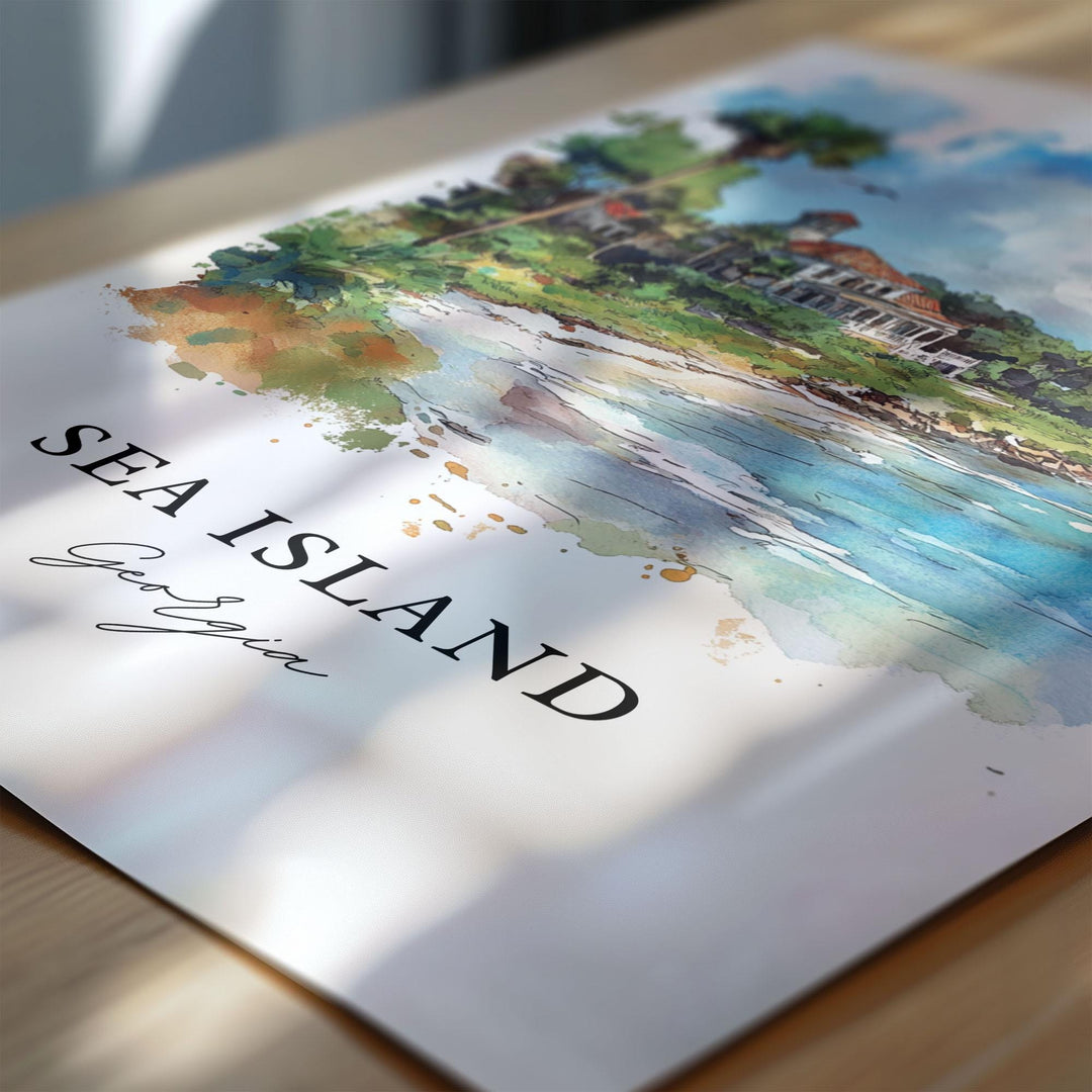 Sea Island GA Wall Art, Sea Islands Goergia Print, Sea Island Watercolor, Glynn County Gift, Travel Print, Travel Poster, Housewarming Gift