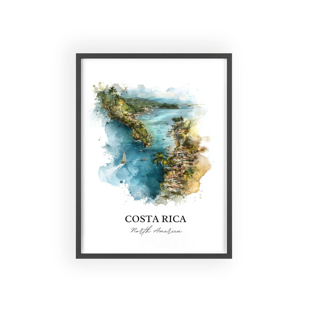 Costa Rica Wall Art, Costa Rica Country Print, Costa Rica Watercolor Art, Costa Rica Gift, Travel Print, Travel Poster, Housewarming Gift