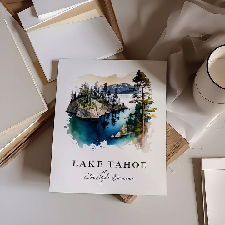Lake Tahoe CA wall art - California, Lake Tahoe poster, Lake Tahoe Wedding gift, Birthday present, Custom Text, Personalised Gift