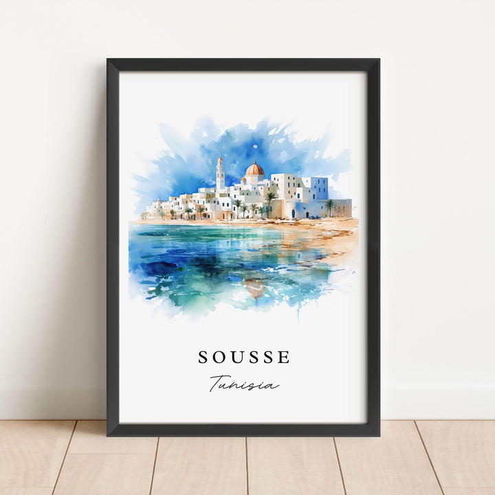 Sousse Tunisia wall art - Tunisia, Sousse poster, Sousse Wedding gift, Tunisia Birthday present, Custom Text, Personalized Gift