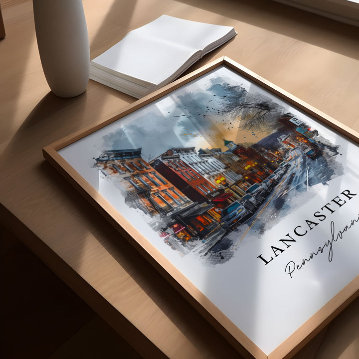 Lancaster Wall Art, Pennsylvania Print, Lancaster Wall Art, Lancaster PA Gift, Travel Print, Travel Poster, Travel Gift, Housewarming Gift