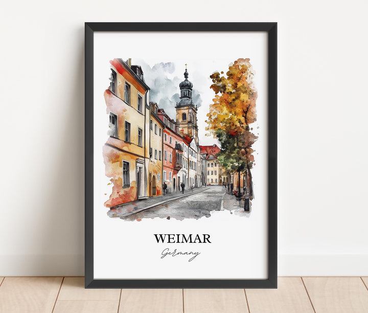 Weimar Germany Wall Art, Weimar Print, Germany Watercolor Art, Thuringia Gift, Travel Print, Travel Poster, Housewarming Gift