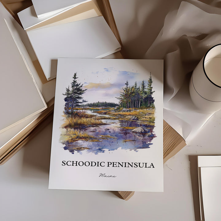 Schoodic Peninsula Art, Down East ME Print, Maine Watercolor Art, Schoodic Peninsula Gift, Travel Print, Travel Poster, Housewarming Gift