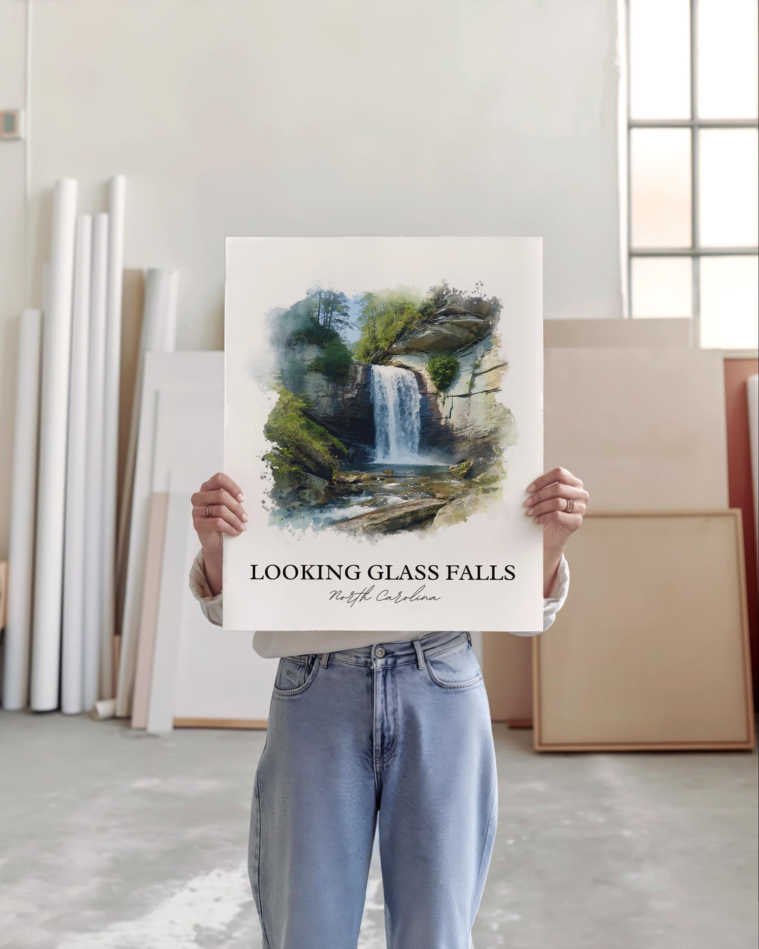 Looking Glass Falls Wall Art, Pisgah Print, North Carolina Artwork, Looking Glass Falls Gift, Travel Print, Travel Poster, Housewarming Gift