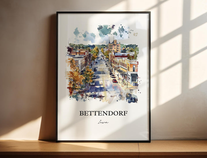 Bettendorf, Iowa, Watercolor Art Print