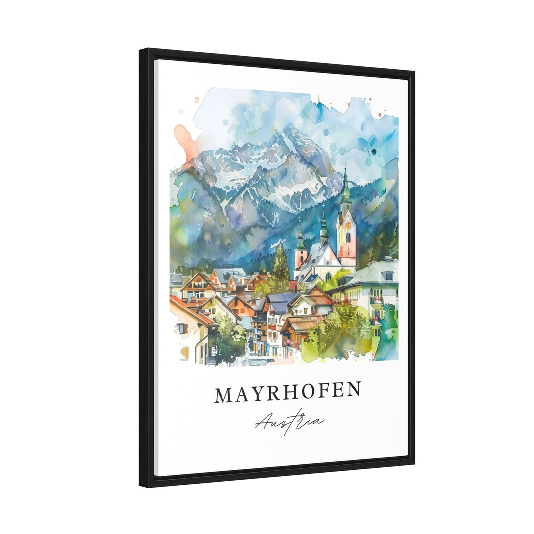 Mayrhofen Austria Wall Art, Mayrhofen Print, Austria Ski Watercolor, Zillertal Alps Gift,