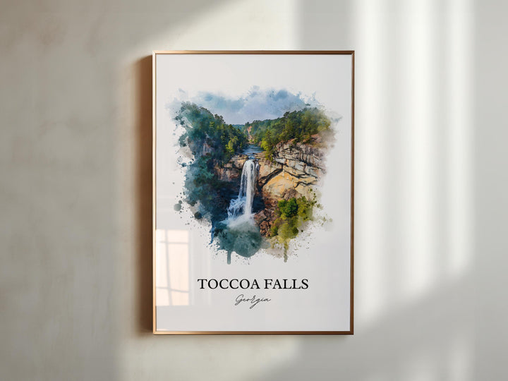 Toccoa Falls Wall Art, Stephens County Print, Georgia Watercolor Art, Toccoa Falls Gift, Travel Print, Travel Poster, Housewarming Gift