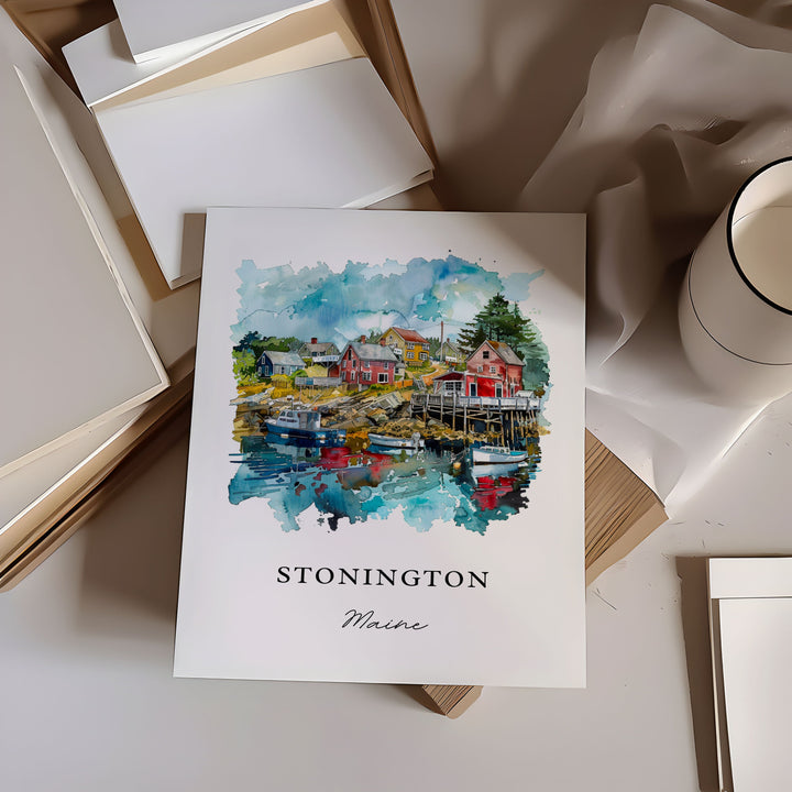 Stonington Maine Art, Stonington ME Print, Hancock County ME Watercolor, Deer Isle ME Gift,