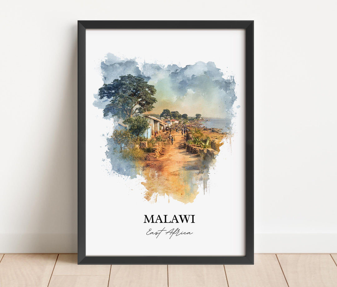 Malawi Wall Art, Malawi Print, Malawi Watercolor Art, East Africa Gift, Travel Print, Travel Poster, Housewarming Gift