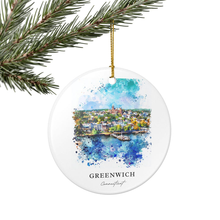 Greenwich CT Ornament: Unique Greenwich CT Souvenir, Greenwich Connecticut Xmas Decor, and Authentic Connecticut Gift