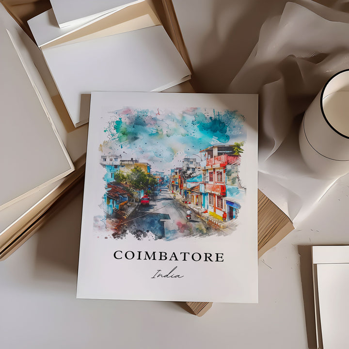 Coimbatore, India – Watercolor Art Print
