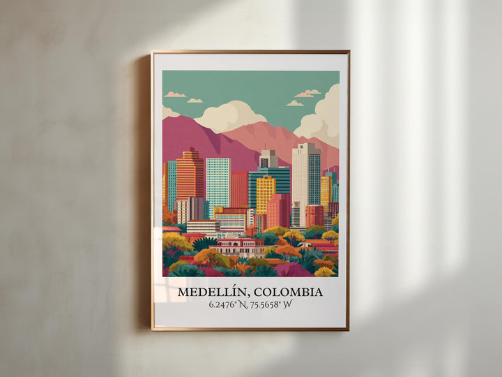 Medellín Art, Medellín Retro Travel Art, Colombia Home Decor, Colombia Gift, Colombia Travel Art, Travel Prints, Housewarming Gift