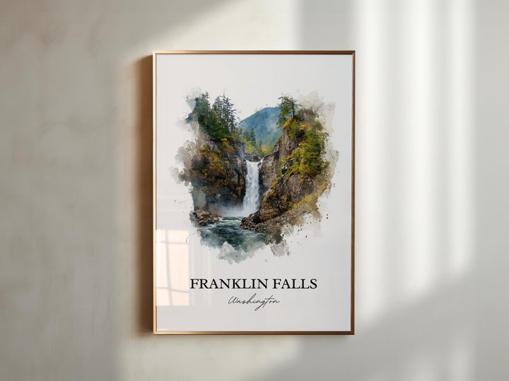 Franklin Falls Art, Snoqualmie River Print, Washington State Artwork, Franklin Falls WA Gift, Travel Print, Travel Poster, Housewarming Gift