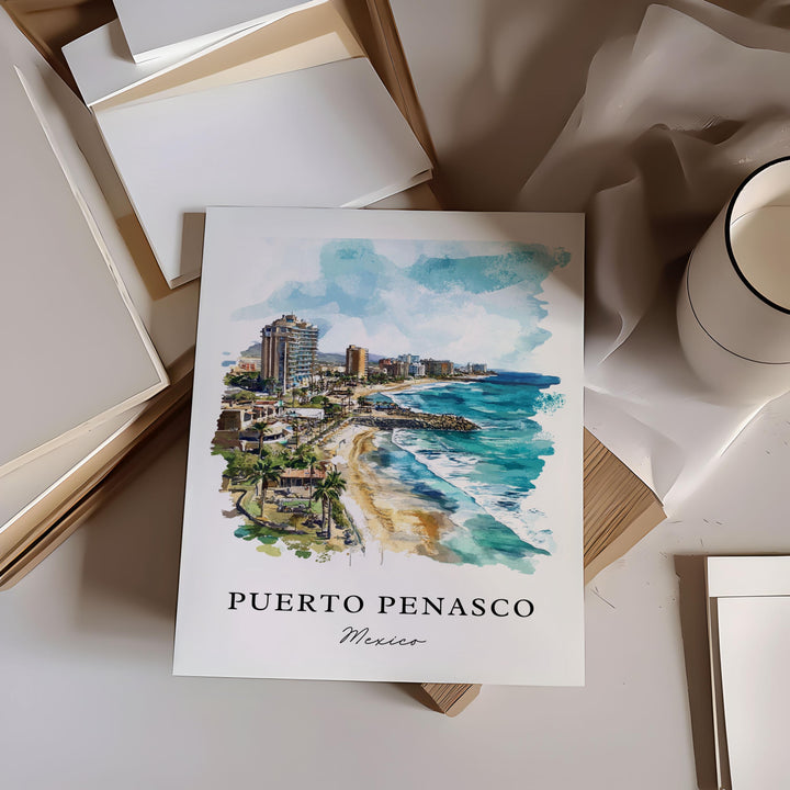 Puerto Penasco Art, Rocky Point MX Print, Playa Mirador Watercolor Art, Puerto Penasco Gift,