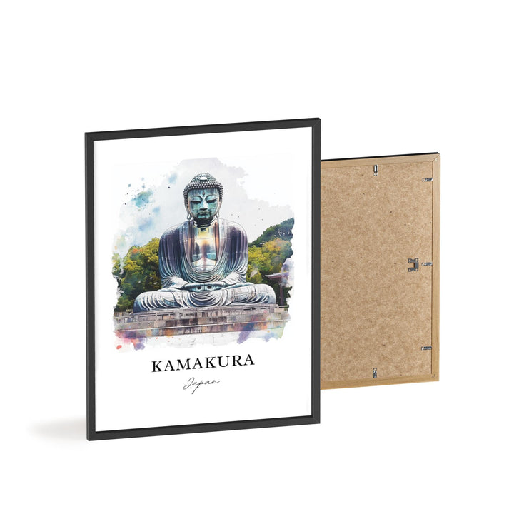 Kamakura Japan Wall Art, Giant Buddha Print, Kamakura Watercolor Art, Buddha Japan Gift, Travel Print, Travel Poster, Housewarming Gift