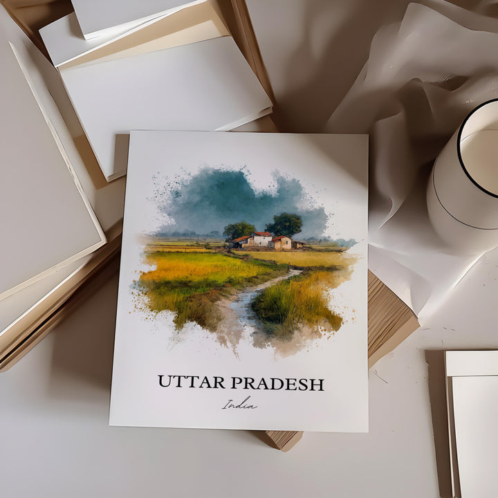 Uttar Pradesh, India – Watercolor Art Print