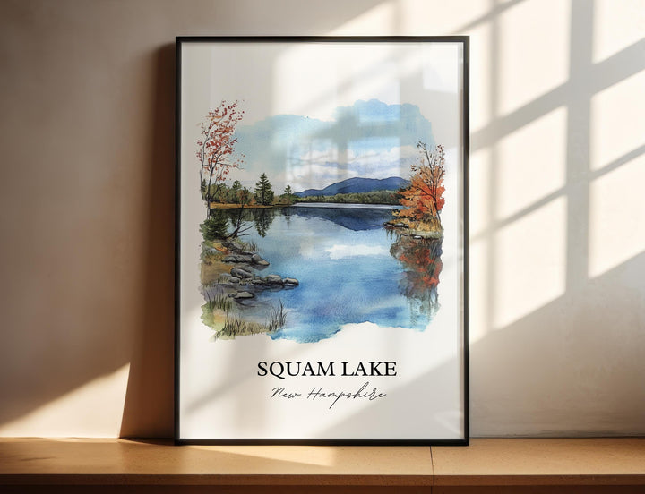Squam Lake NH Art, New Hampshire Print, White Mountains Watercolor Art, Squam Lake Gift, Travel Print, Travel Poster, Housewarming Gift