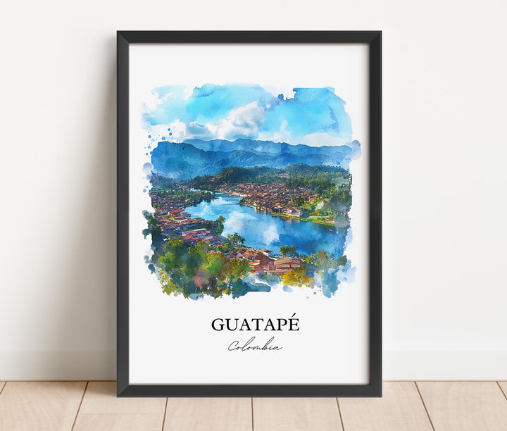 Guatapé Wall Art, Medellín Print, Colombia Watercolor Art, Guatapé Colombia Gift, Travel Print, Travel Poster, Housewarming Gift