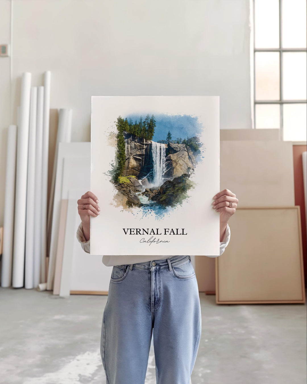 Vernal Falls Wall Art, Yosemite Print, Yosemite Watercolor Art, Vernal Falls Gift, Travel Print, Travel Poster, Housewarming Gift