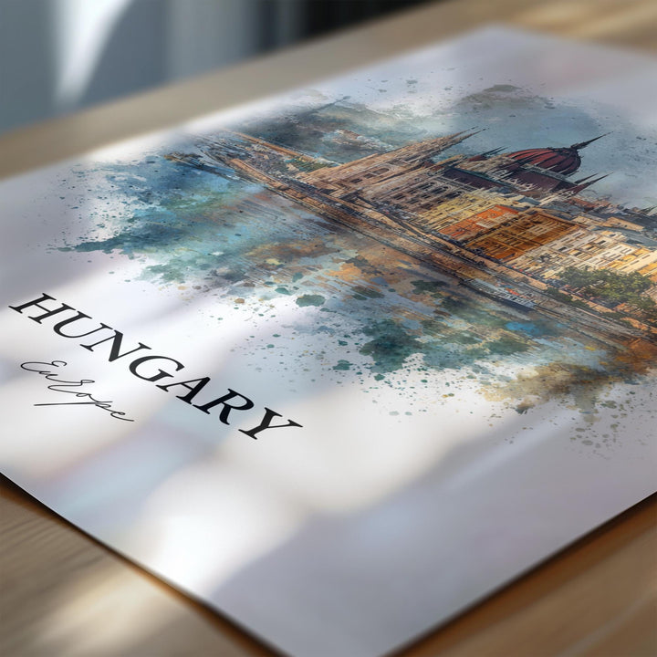 Hungary Wall Art, Hungary Print, Hungary Watercolor Art, Hungary Gift, Travel Print, Travel Poster, Housewarming Gift